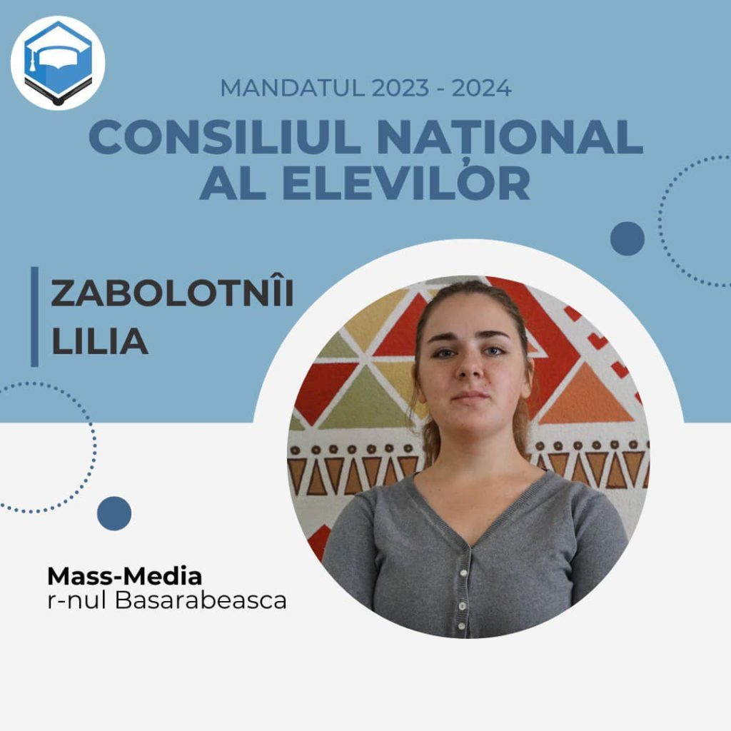 Ученица лицея «К. Стере» с. Абаклия Лилия Заболотный вошла в Национальный совет учащихся