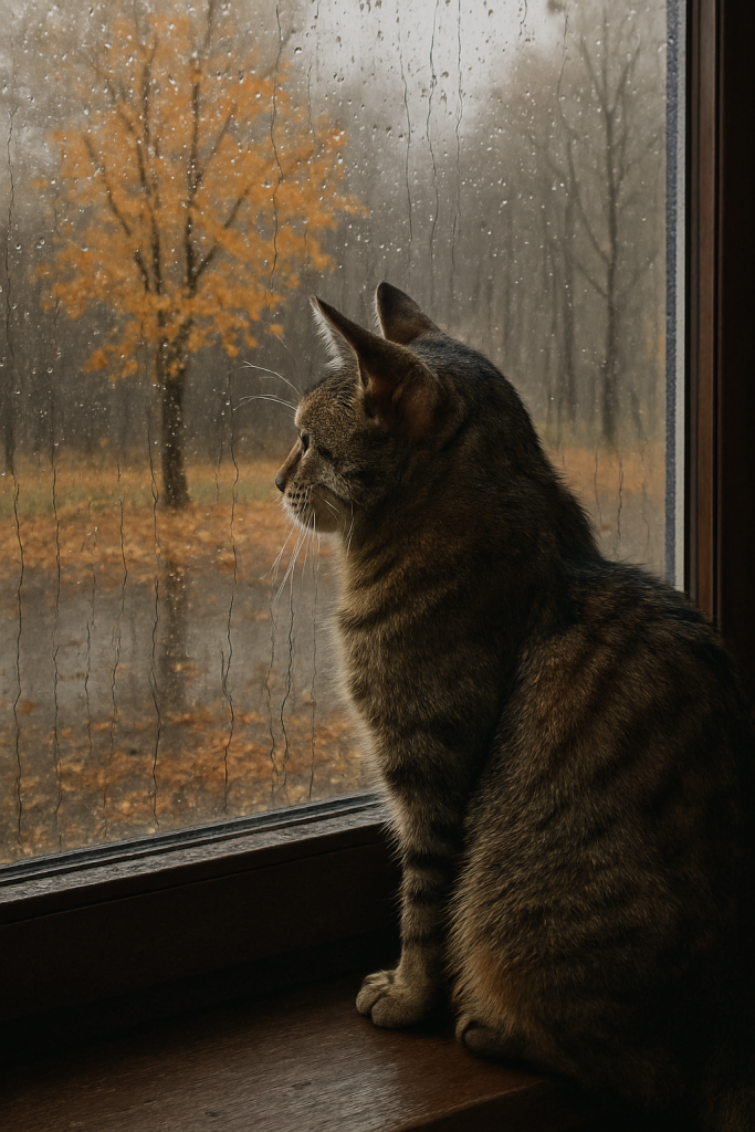 кот и дождь