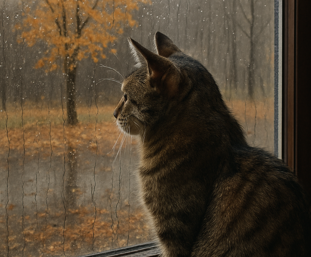 кот и дождь